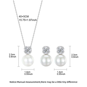 LUOTEEMI Delicate Women Classic Design Anniversary Cubic Zirconia White Glass Pearl Jewelry Sets Rhodium Plated High Quality
