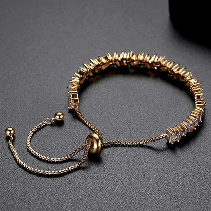 CZCITY New Trendy Fashion  Irregular Cubic Zircon Adjustable Slide Bracelet Multi Tennis Bracelets