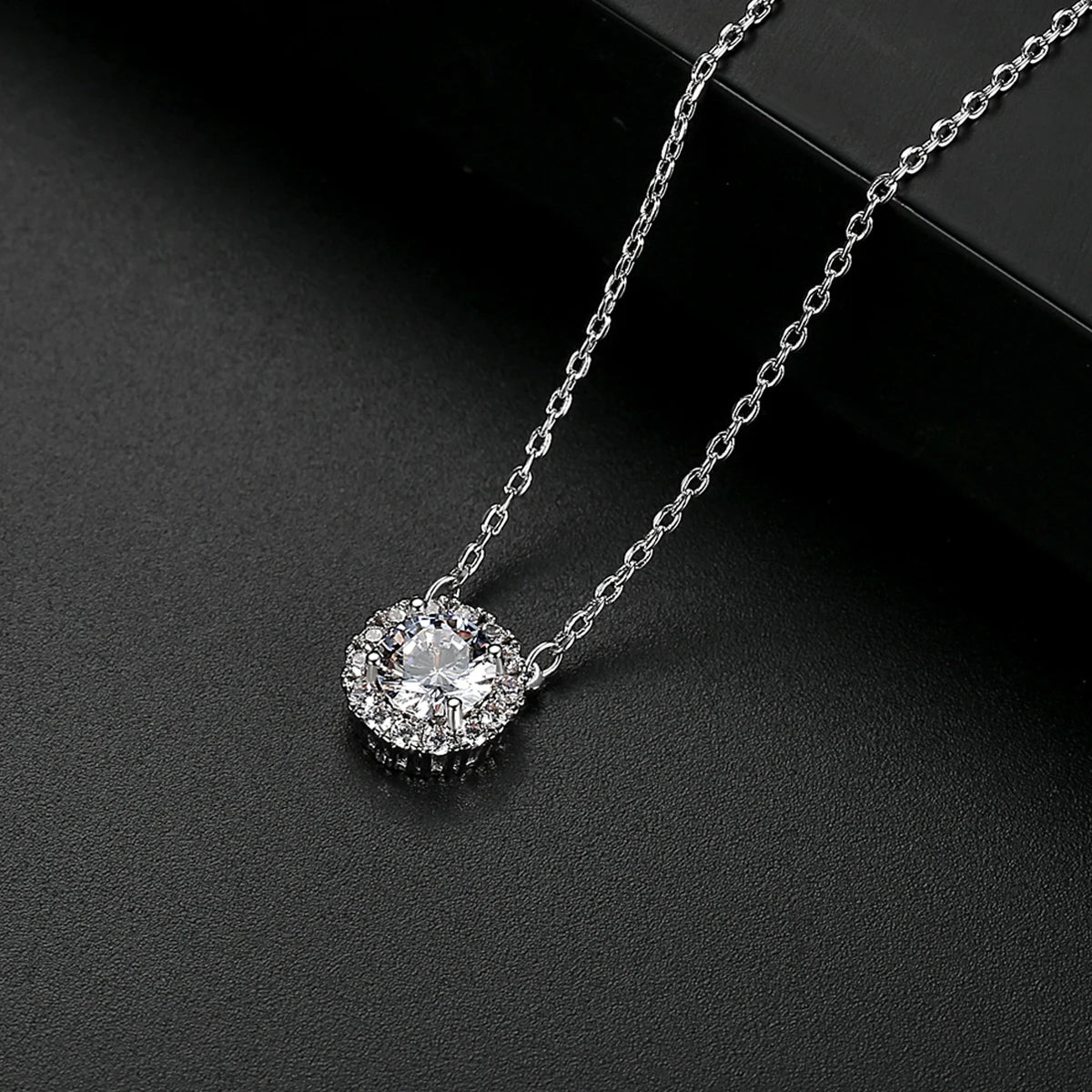 CZCITY Fashion Round Cut Cubic Zirconia CZ Stone Necklace for Couple Love Jewelry Gift