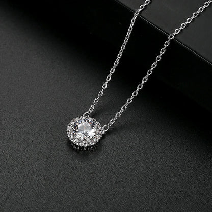 CZCITY Fashion Round Cut Cubic Zirconia CZ Stone Necklace for Couple Love Jewelry Gift