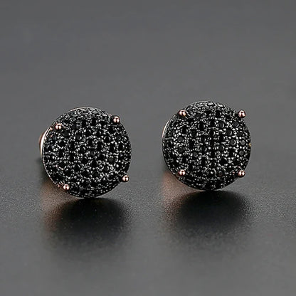CZCITY New Fashion Round Stud Earrings for Women Dating Micro Cubic Zircon Three Color Luxury Jewelry Gift