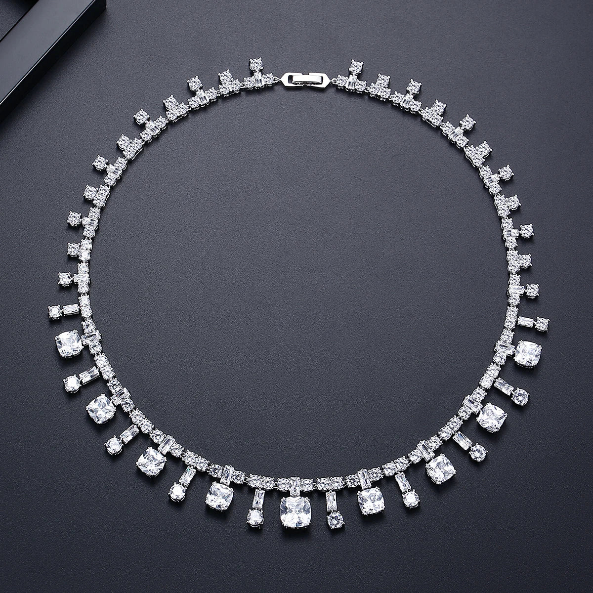 LUOTEEMI Luxury Geometric Zircon Stone Clear Color Bridal Jewelry Copper Cubic Zirconia Sets for Wedding Luxury Jewellery Set