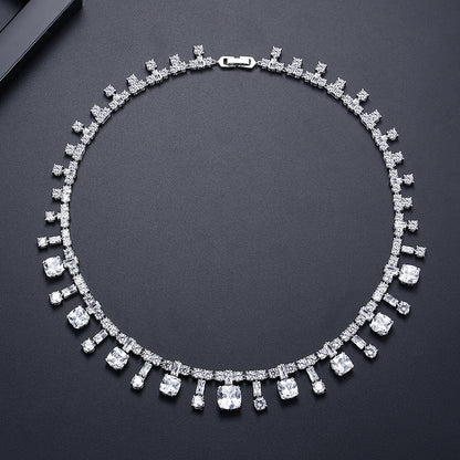 LUOTEEMI Luxury Geometric Zircon Stone Clear Color Bridal Jewelry Copper Cubic Zirconia Sets for Wedding Luxury Jewellery Set