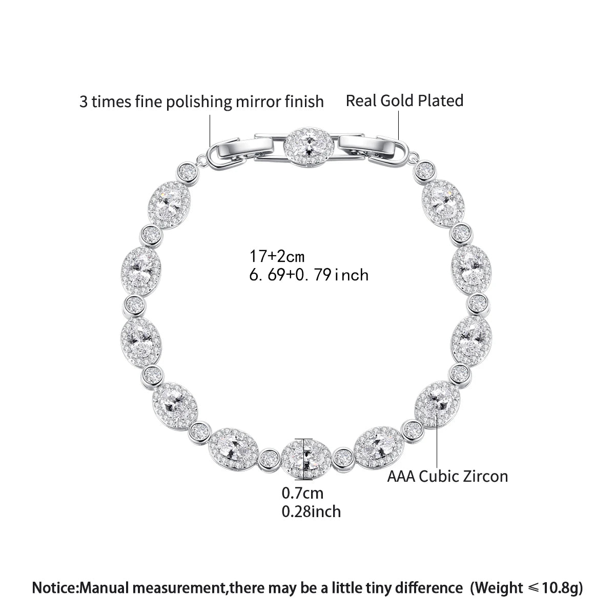 LUOTEEMI New Oval Shape Fashion Cubic Zircon Luxury Copper Tennis Bracelet for Girls Designer Womens Hand Jewelry Bracelets