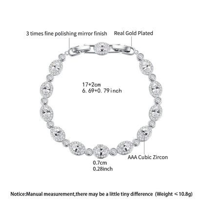 LUOTEEMI New Oval Shape Fashion Cubic Zircon Luxury Copper Tennis Bracelet for Girls Designer Womens Hand Jewelry Bracelets