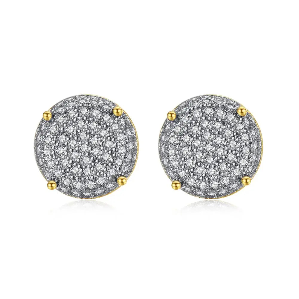 CZCITY New Fashion Round Stud Earrings for Women Dating Micro Cubic Zircon Three Color Luxury Jewelry Gift