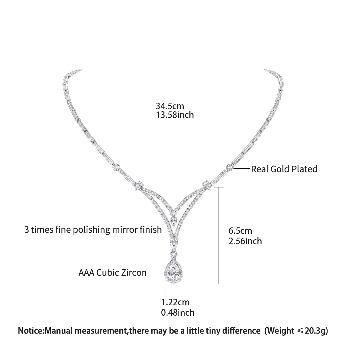 LUOTEEMI Delicate European and American Women Cubic Zirconis Geometric Jewelry Sets Necklace for Party Luxury Big Charm Necklace
