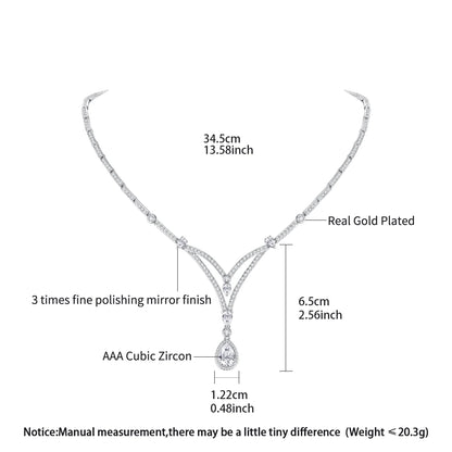 LUOTEEMI Delicate European and American Women Cubic Zirconis Geometric Jewelry Sets Necklace for Party Luxury Big Charm Necklace