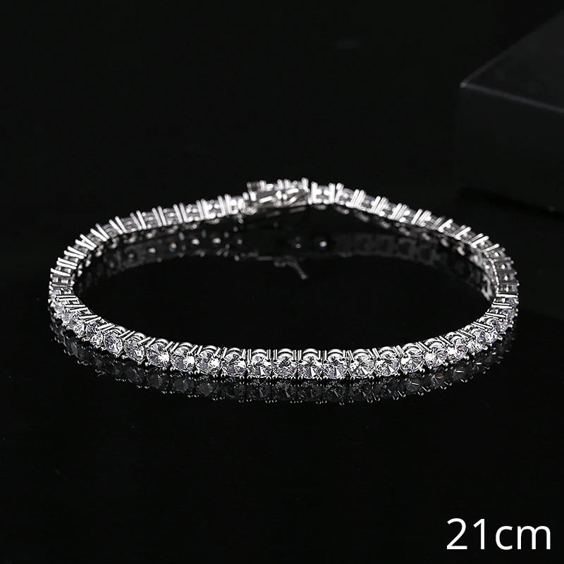 Women Copper 2021 Gold Plated Fashion Trendy Trending Mens Luxury Jewelry 4mm CZ Tennis Bracelet