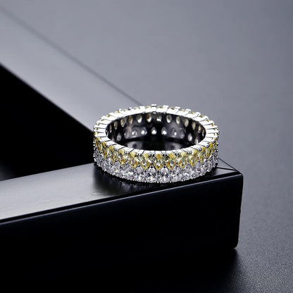 LUOTEEMI Small Clear Water Drop Zircon Stone Yellow and Clear Mix Color Jewelry Band Rings for Women Punk Fashion