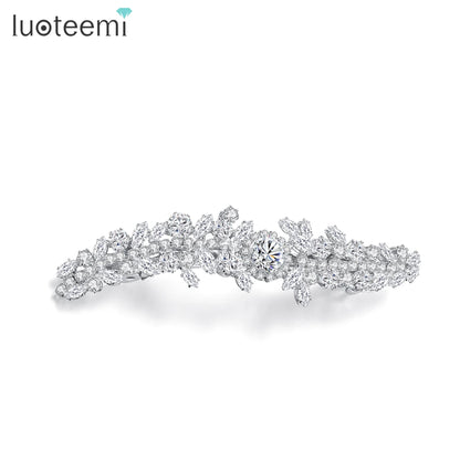 LUOTEEMI Fashion Brass Parts Zircon Stone Girls French Pin Jewelry for Hair Party Jewelry Hair Clips Wedding Gifts