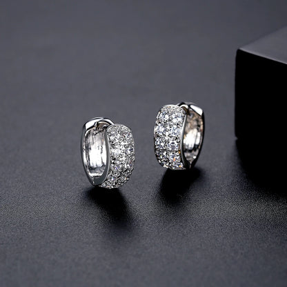 CZCITY Wholesale Women Gift Jewelry Tiny Cubic Zirconia Paved Hip Hop Hoop Cuff Earrings