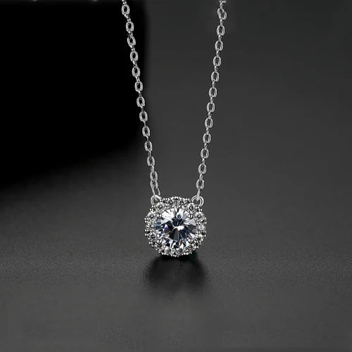 CZCITY Fashion Round Cut Cubic Zirconia CZ Stone Necklace for Couple Love Jewelry Gift