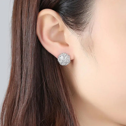 CZCITY Christmas Snowflake Stud Earrings for Women High Quality a AA Zircon Fashion Earring Jewelry Female