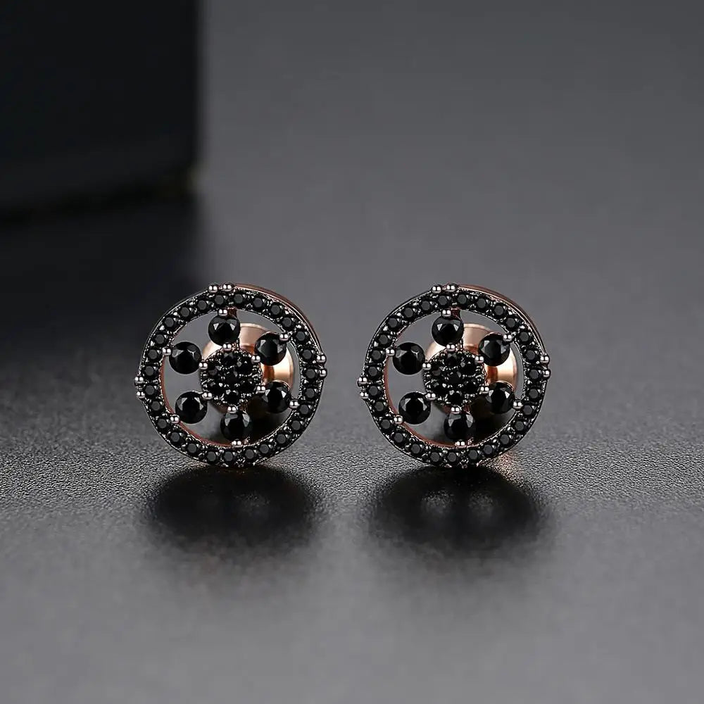 CZCITY Cubic Zirconia Hip Hop Stud  Earrings for Boy Black Rhodium Plated Wholesale Jewelry Ready to Ship Jewelry