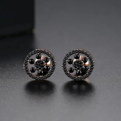 CZCITY Cubic Zirconia Hip Hop Stud  Earrings for Boy Black Rhodium Plated Wholesale Jewelry Ready to Ship Jewelry