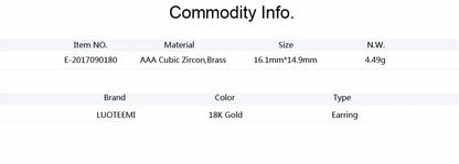 CZCITY Grace Refinement Fashion Gold Color Clear Stud Earrings Paved Micro a AA Cubic Zircon Ear Hoop Jewelry for Women