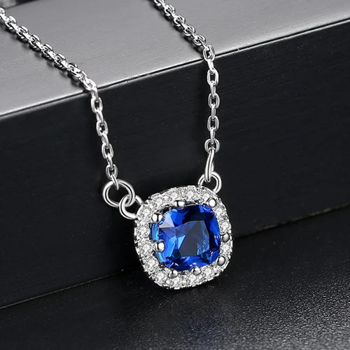 CZCITY High Quality Women Cubic Zirconia Halo Pendant Necklace OL Stylish  Handmade Custom CZ Necklace