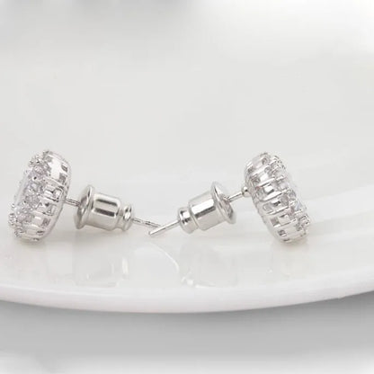 CZCITY Wholesale High Quality Round Design a AA CZ Crystal Rhodium Plated Wedding Romantic Luxury Jewelry Women Stud Earring