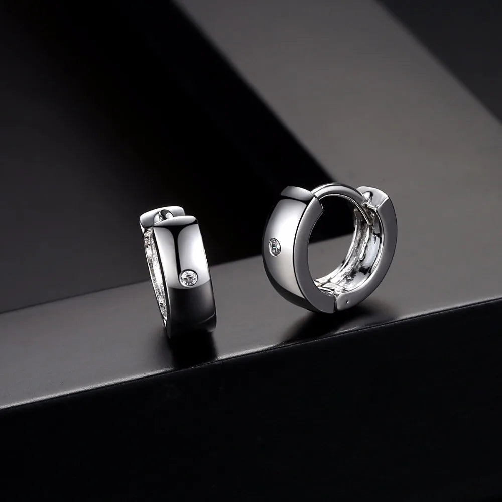 CZCITY Wholesale Small Hoop Earrings Piercing Huggie Earrings for Women or Men Brincos Jewelry White Cubic Zirconia Earrings