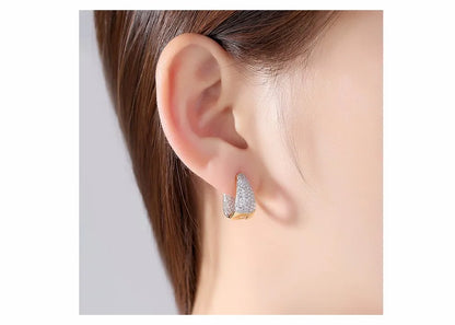 CZCITY Grace Refinement Fashion Gold Color Clear Stud Earrings Paved Micro a AA Cubic Zircon Ear Hoop Jewelry for Women
