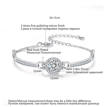 CZCITY New coming Rhodium White Gold Plated Brass Bangles Top Quality Hearts and Arrows Cut Zircon Bangle