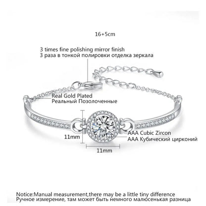 CZCITY New coming Rhodium White Gold Plated Brass Bangles Top Quality Hearts and Arrows Cut Zircon Bangle