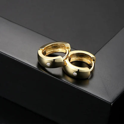 CZCITY Wholesale Small Hoop Earrings Piercing Huggie Earrings for Women or Men Brincos Jewelry White Cubic Zirconia Earrings