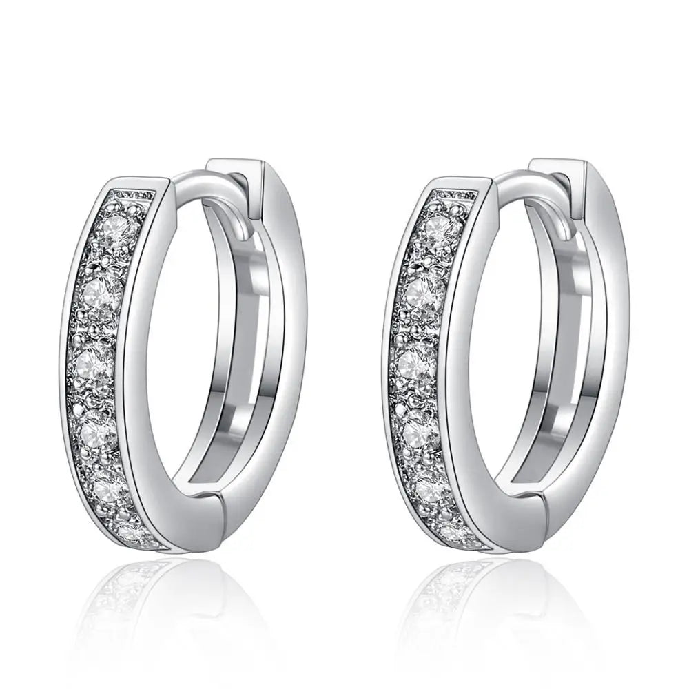 CZCITY Wholesale High Quality Luxury Rhodium Plated CZ Jewelry Popular Hip Hop Design Small Hoop Earrings for Women