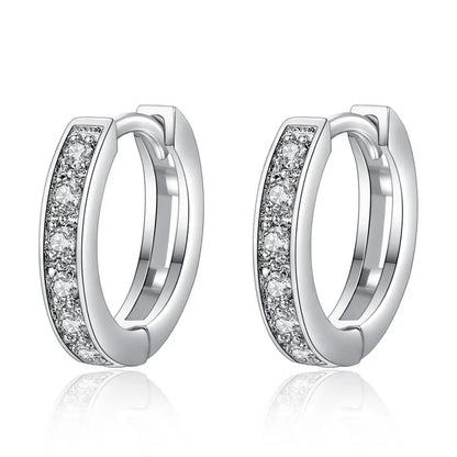CZCITY Wholesale High Quality Luxury Rhodium Plated CZ Jewelry Popular Hip Hop Design Small Hoop Earrings for Women