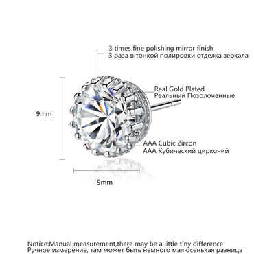 CZCITY Hot Sale 8mm 2ct Top Quality Sparkling Clear CZ Crown Design Women Daily Wear Wholesale Cheap Stud Earrings