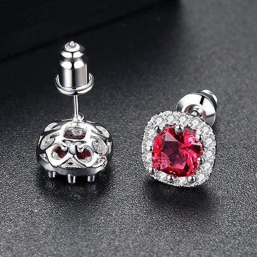CZCITY Cute Square CZ Stone Post Stud Earrings Four Color Options Fashion Style Korean Cubic Zirconia Earring