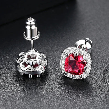 CZCITY Cute Square CZ Stone Post Stud Earrings Four Color Options Fashion Style Korean Cubic Zirconia Earring