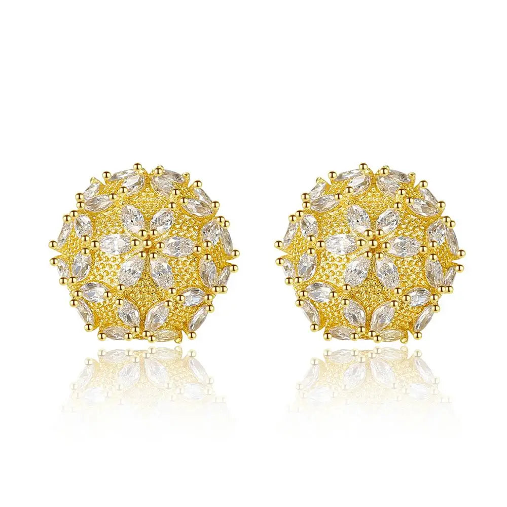 CZCITY Christmas Snowflake Stud Earrings for Women High Quality a AA Zircon Fashion Earring Jewelry Female