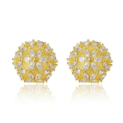 CZCITY Christmas Snowflake Stud Earrings for Women High Quality a AA Zircon Fashion Earring Jewelry Female