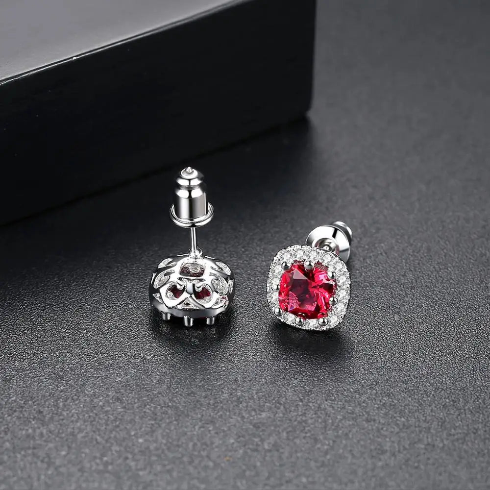 CZCITY Cute Square CZ Stone Post Stud Earrings Four Color Options Fashion Style Korean Cubic Zirconia Earring