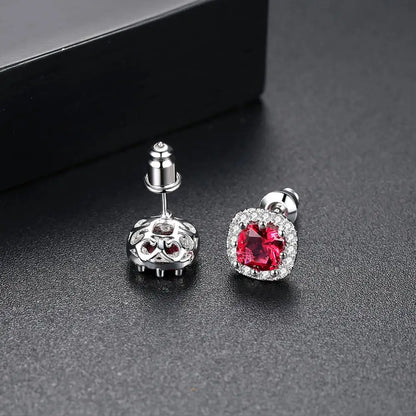 CZCITY Cute Square CZ Stone Post Stud Earrings Four Color Options Fashion Style Korean Cubic Zirconia Earring