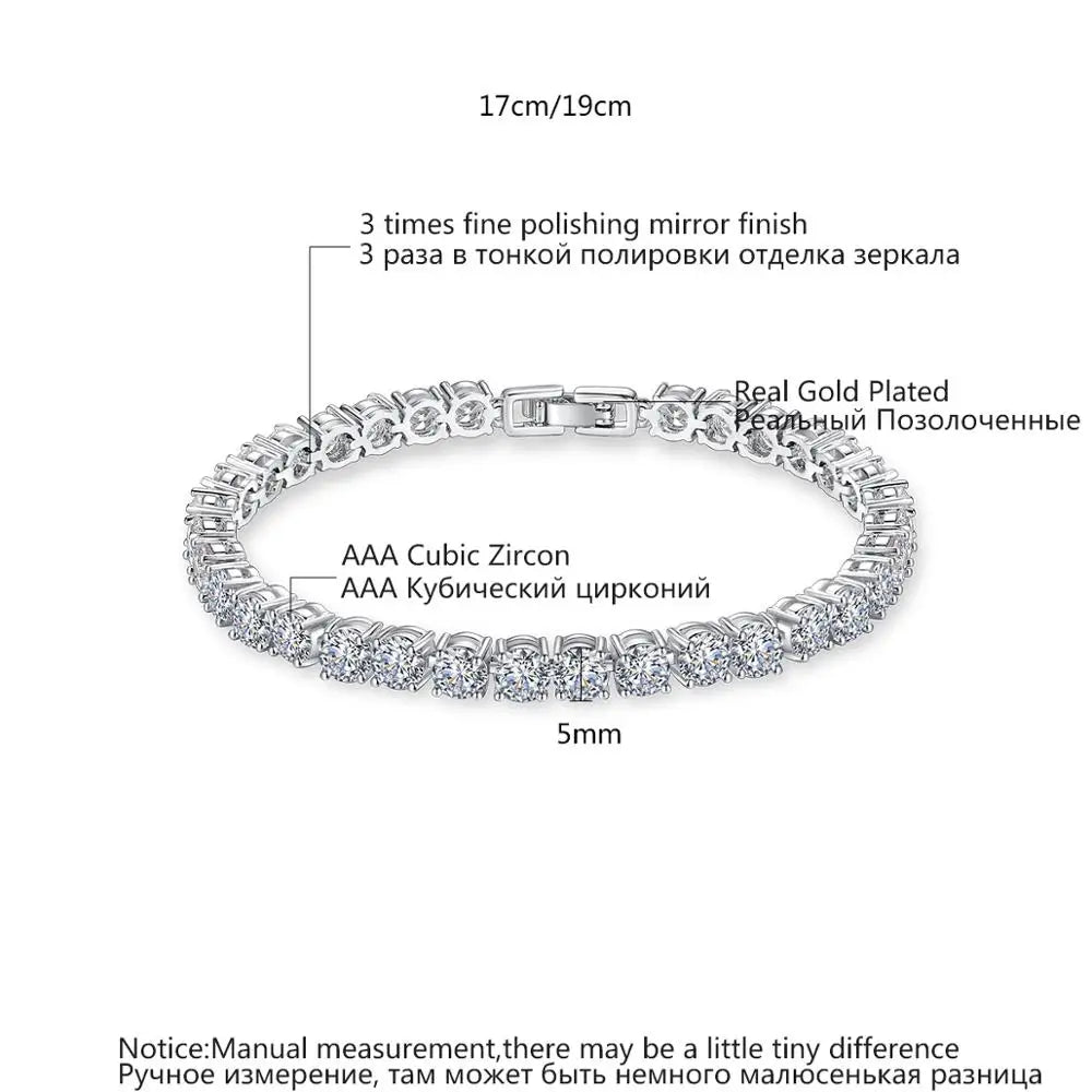 Women Luxury Jewelry Classic Design AAA+ Round 0.5 Carat Cubic Zircon Diamond Tennis Bracelet