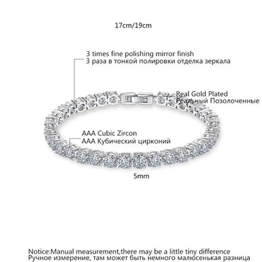 Women Luxury Jewelry Classic Design AAA+ Round 0.5 Carat Cubic Zircon Diamond Tennis Bracelet