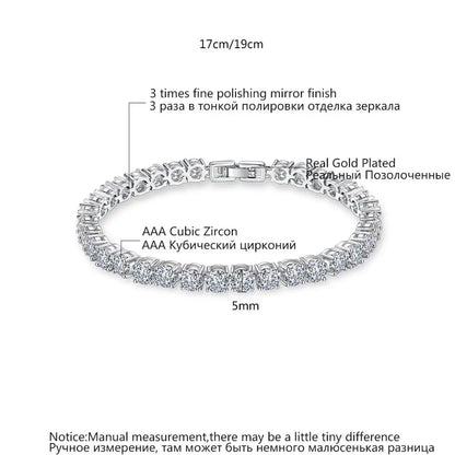 Women Luxury Jewelry Classic Design AAA+ Round 0.5 Carat Cubic Zircon Diamond Tennis Bracelet