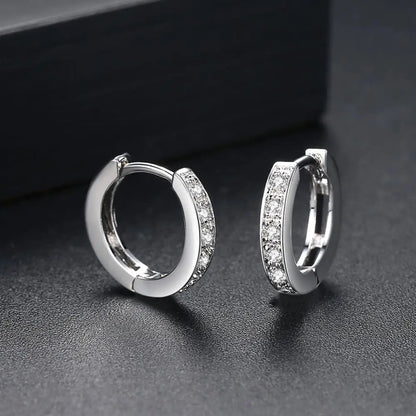 CZCITY Wholesale High Quality Luxury Rhodium Plated CZ Jewelry Popular Hip Hop Design Small Hoop Earrings for Women