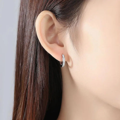 CZCITY Wholesale High Quality Luxury Rhodium Plated CZ Jewelry Popular Hip Hop Design Small Hoop Earrings for Women