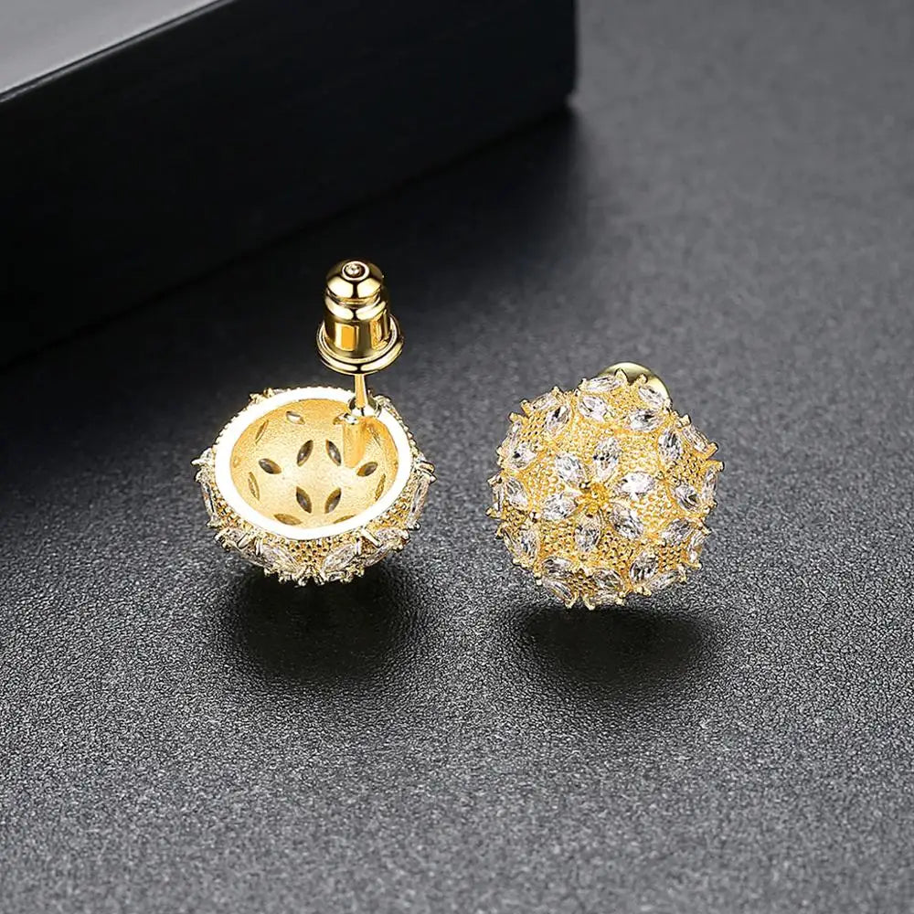 CZCITY Christmas Snowflake Stud Earrings for Women High Quality a AA Zircon Fashion Earring Jewelry Female