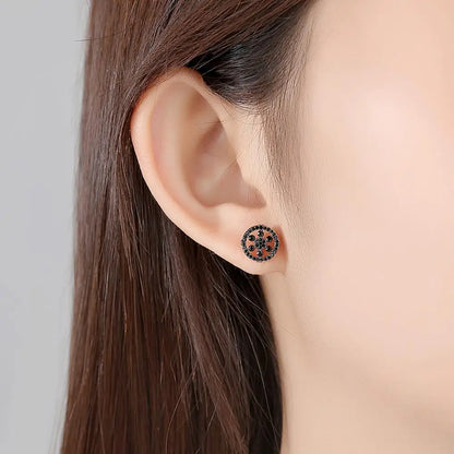 CZCITY Cubic Zirconia Hip Hop Stud  Earrings for Boy Black Rhodium Plated Wholesale Jewelry Ready to Ship Jewelry