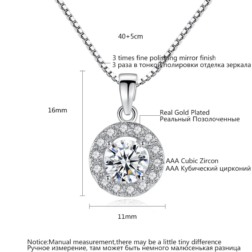 CZCITY Hot Sale Hearts & Arrows Cut Top Quality Carat CZ Diamond Round Pendant Sona Necklace