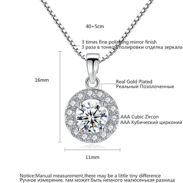 CZCITY Hot Sale Hearts & Arrows Cut Top Quality Carat CZ Diamond Round Pendant Sona Necklace