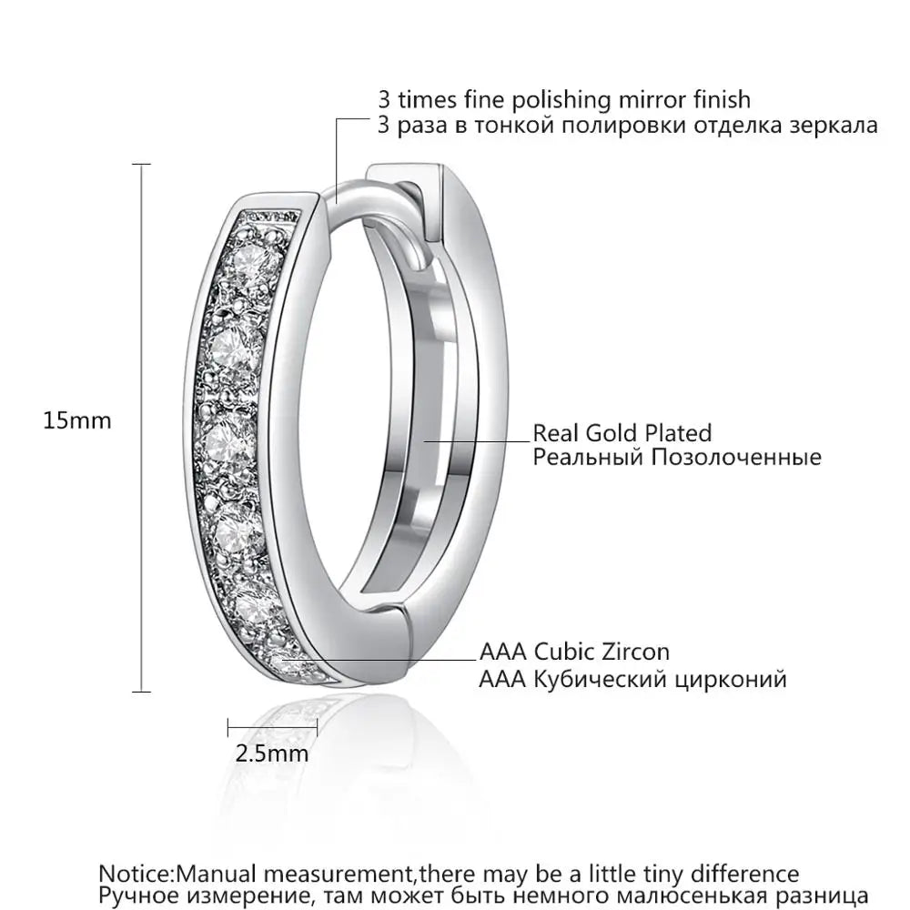 CZCITY Wholesale High Quality Luxury Rhodium Plated CZ Jewelry Popular Hip Hop Design Small Hoop Earrings for Women