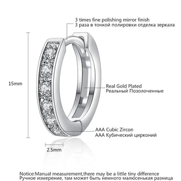CZCITY Wholesale High Quality Luxury Rhodium Plated CZ Jewelry Popular Hip Hop Design Small Hoop Earrings for Women