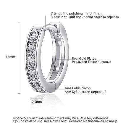 CZCITY Wholesale High Quality Luxury Rhodium Plated CZ Jewelry Popular Hip Hop Design Small Hoop Earrings for Women