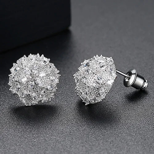 CZCITY Christmas Snowflake Stud Earrings for Women High Quality a AA Zircon Fashion Earring Jewelry Female
